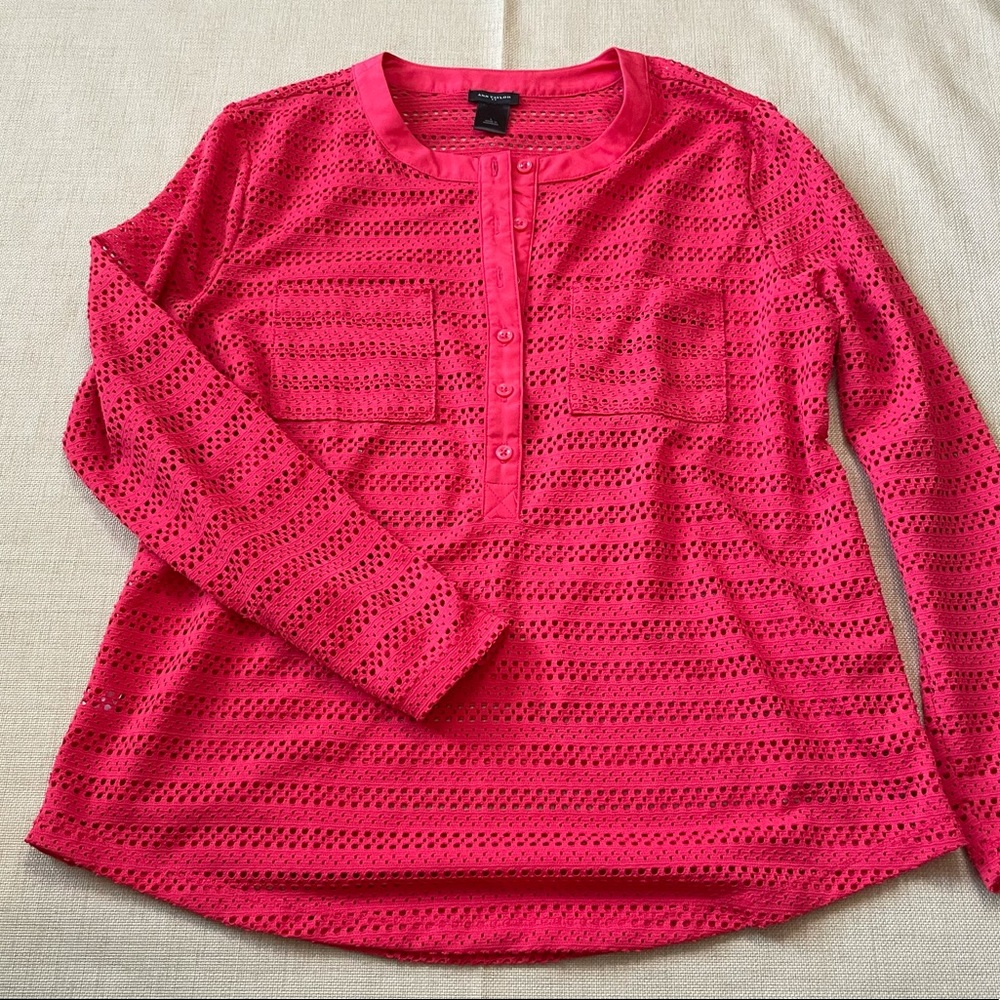 Ann Taylor Factory Coral Cutout Blouse Top